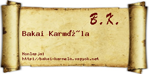 Bakai Karméla névjegykártya